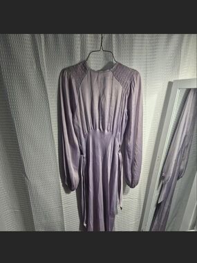Lilac Long-Sleeve Midi Dress